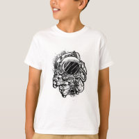 Fettgedrucktes monochromes Astronauten-Skizzen-T-S