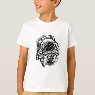 Fettgedrucktes monochromes Astronauten-Skizzen-T-S T-Shirt