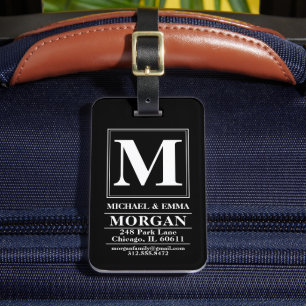 Fettgedrucktes Monogramm Familienname Personalisie Gepäckanhänger