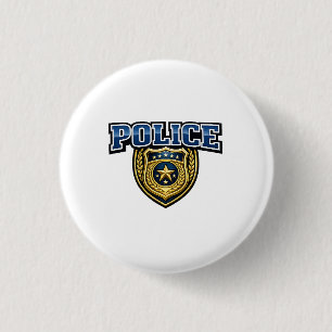 Fettgedrucktes Polizeidienstabzeichen-Textdesign Button
