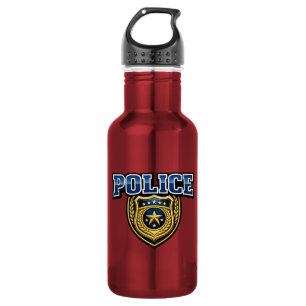 Fettgedrucktes Polizeidienstabzeichen-Textdesign Edelstahlflasche