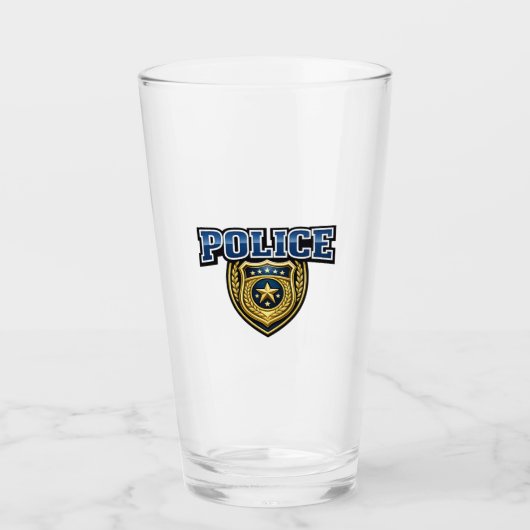 Fettgedrucktes Polizeidienstabzeichen-Textdesign Glas (Vorderseite)