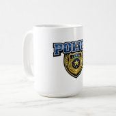 Fettgedrucktes Polizeidienstabzeichen-Textdesign Kaffeetasse (Vorderseite Links)