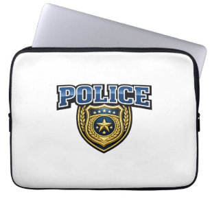 Fettgedrucktes Polizeidienstabzeichen-Textdesign Laptopschutzhülle