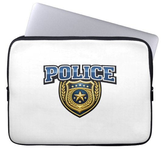 Fettgedrucktes Polizeidienstabzeichen-Textdesign Laptopschutzhülle (Vorderseite)