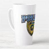 Fettgedrucktes Polizeidienstabzeichen-Textdesign Milchtasse (Linke Ecke)