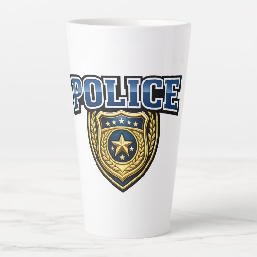 Fettgedrucktes Polizeidienstabzeichen-Textdesign Milchtasse (Vorderseite)