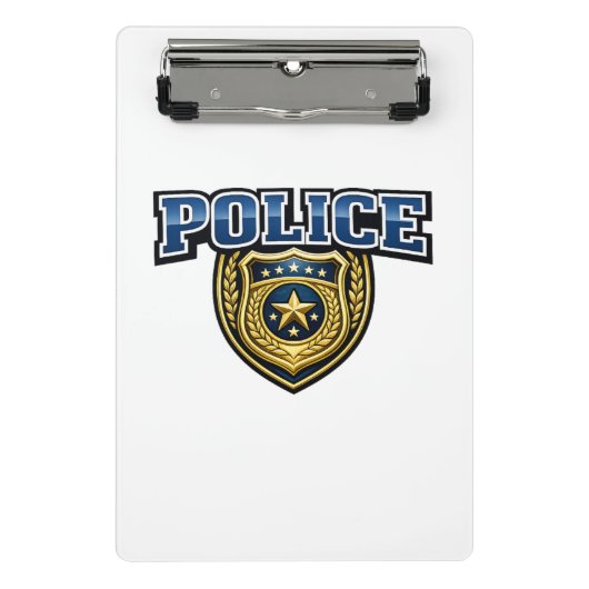 Fettgedrucktes Polizeidienstabzeichen-Textdesign Mini Klemmbrett (Vorderseite)