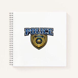 Fettgedrucktes Polizeidienstabzeichen-Textdesign Notizblock