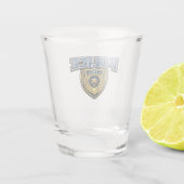 Fettgedrucktes Polizeidienstabzeichen-Textdesign Schnapsglas (Rückseite)