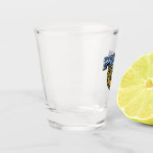 Fettgedrucktes Polizeidienstabzeichen-Textdesign Schnapsglas (Links)