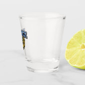 Fettgedrucktes Polizeidienstabzeichen-Textdesign Schnapsglas (Rechts)