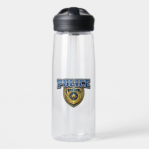 Fettgedrucktes Polizeidienstabzeichen-Textdesign Trinkflasche