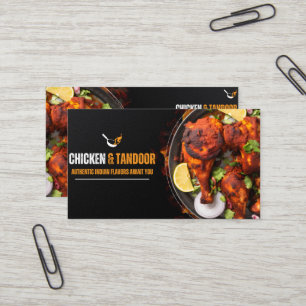 Fettgedrucktes Schwarz-Orange-Hähnchen-Restaurant- Visitenkarte