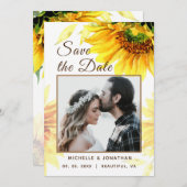 Fettgelbe Sonnenblumenfotografie Save The Date (Vorne/Hinten)
