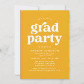 Fettgelbe Typografie Foto Graduation Party Einladung (Vorderseite)