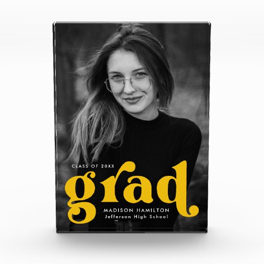 Fettgelber Typografie-Abschluss Fotoblock (Vorderseite)