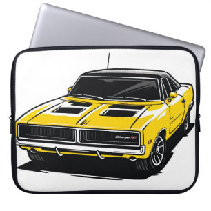 Fettgelbes Muscle-Car-Pop-Art-Skizze Laptopschutzhülle