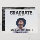 Fettgestreifte Typografie Graduate Boy Ankündigung (Vorne/Hinten)