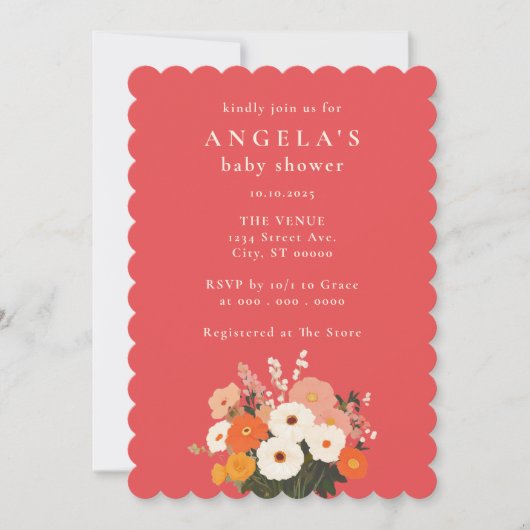 Fettgestrichene Blütendusche Bouquet Einladung (Vorderseite)