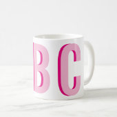 Fettgestrichene Rosa-3-Letter-Monogramm Kaffeetasse (VorderseiteRechts)