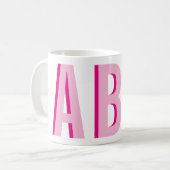 Fettgestrichene Rosa-3-Letter-Monogramm Kaffeetasse (Vorderseite Links)