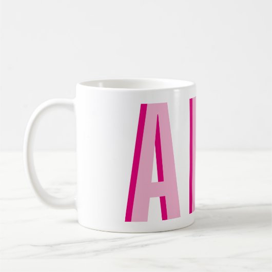 Fettgestrichene Rosa-3-Letter-Monogramm Kaffeetasse (Links)