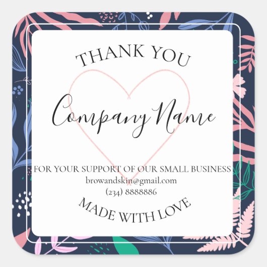 Fettgewachsene botanische Produktkennzeichnung Quadratischer Aufkleber (Vorderseite)