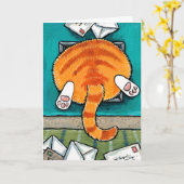 Fettgewebe (Orange Tabby Cat) Karte (Gelbe Blume)