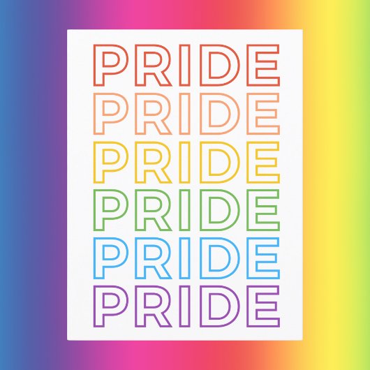 Fettgewebe Rainbow Wiederholte PRIDE Typografie Postkarte