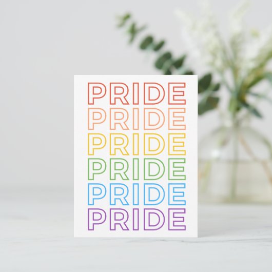 Fettgewebe Rainbow Wiederholte PRIDE Typografie Postkarte (Stehend Vorderseite)