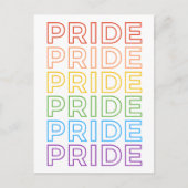 Fettgewebe Rainbow Wiederholte PRIDE Typografie Postkarte (Vorderseite)