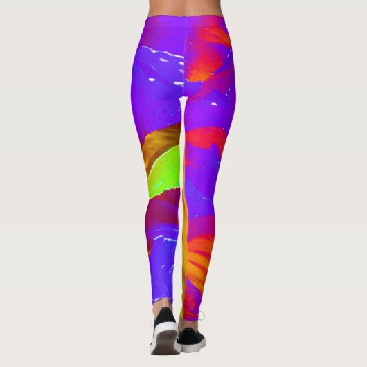 Fettgewebte Leggings Orange und Lila Verarbeitung (Rückseite)