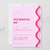 Fettgewebte Retro Wave Pink und Red Foto QR Code W Einladung (Vorderseite)