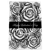 "Fettgewebte Rose Valentine" (b/w) mittelgroße Ges Mittlere Geschenktüte (Rückseite)
