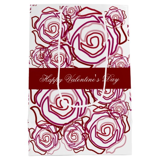 'Fettgewebte Rose Valentine' (Rose- Größe Mittel)  Mittlere Geschenktüte (Rückseite)