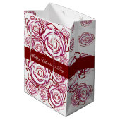 'Fettgewebte Rose Valentine' (Rose- Größe Mittel) Mittlere Geschenktüte (Rückseite Schrägansicht)
