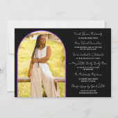 Fettgewebter Foto-Abschluss für schwarze Typografi Einladung (Rückseite)