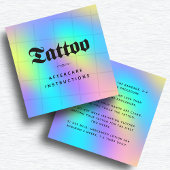 Fettgewebter Unicorn Regenbogen Tattoo Aftercare I Quadratische Visitenkarte