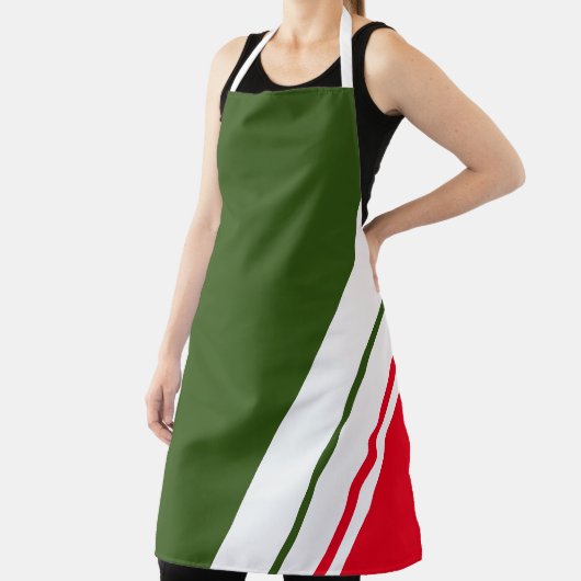 Fettgrün-rot-Offset Weiße schlanke Streifen Schürze (InSitu)