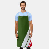 Fettgrün-rot-Offset Weiße schlanke Streifen Schürze (Getragen)