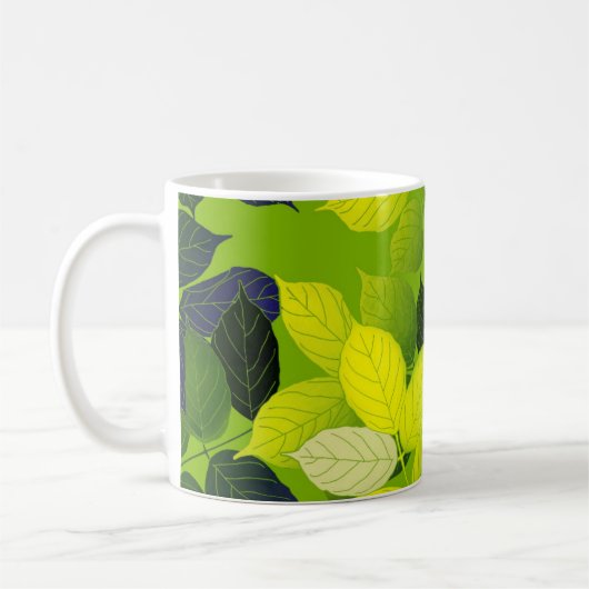 Fettgrüne Blätter Botanisches Design Kaffeetasse (Links)