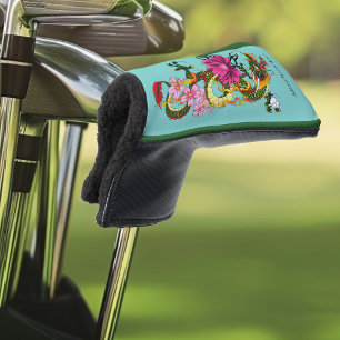 Fettgrüne chinesische Lotus-Teal-Tätowierung eines Golf Headcover