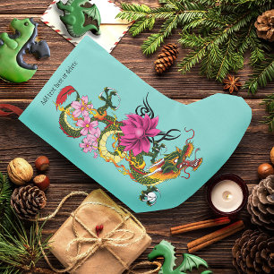 Fettgrüne chinesische Lotus-Teal-Tätowierung eines Kleiner Weihnachtsstrumpf