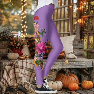 Fettgrüner chinesischer Drache Lotus Teal Tattoo Leggings