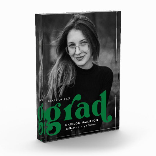 Fettgrüner Typografie-Abschluss Fotoblock (Links)