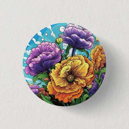 Fettige Blume Abzeichen, Stift, Knopf Button (Vorderseite)
