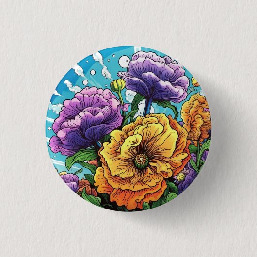 Fettige Blumenkarte Button (Vorderseite)