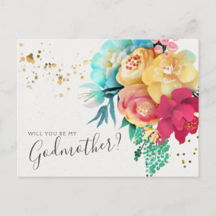 Fettige Gold-Spritzer-Blumen-Patenonkel-Anfragekar Postkarte
