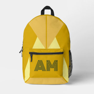 Fettige Senf- und Holzkohle-Geometrie-Monogramm Bedruckter Rucksack